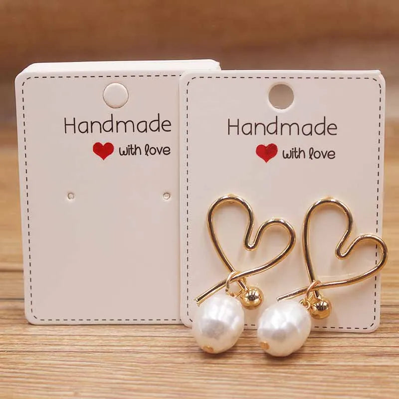 50pc Paper Earring Handmade Style Earring Card 5x5cm/3x3cm/5x9cm/5x6.5cm/5x7cm Brown/White DIY Jewelry Package Card