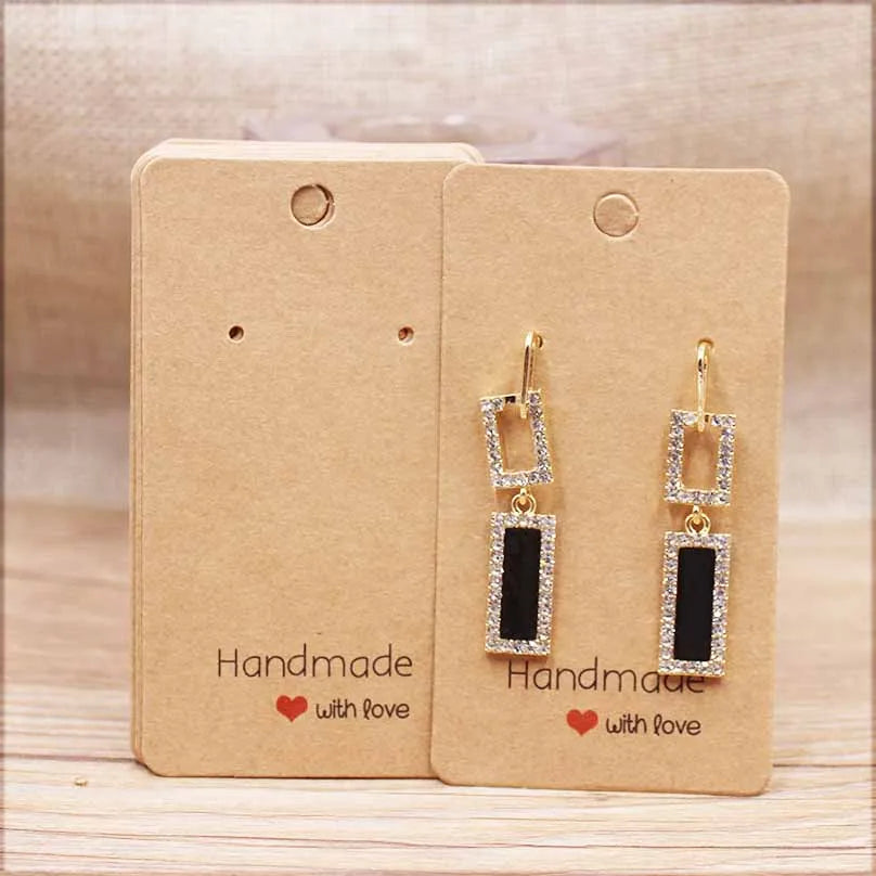 50pc Paper Earring Handmade Style Earring Card 5x5cm/3x3cm/5x9cm/5x6.5cm/5x7cm Brown/White DIY Jewelry Package Card