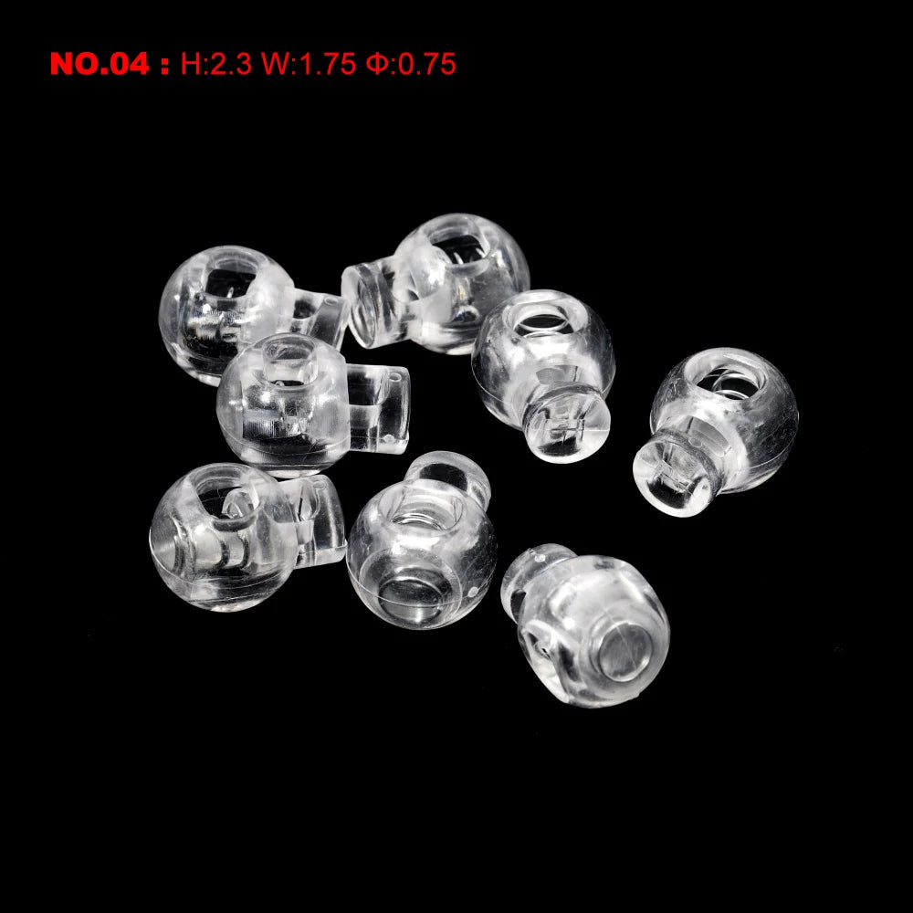 10pcs Cord Lock Plastic Stopper Cord Ends Toggles Clip Buckle Transparent Clear Frost For Shoelace Clothing DIY Bag Accessories