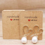 50pc Paper Earring Handmade Style Earring Card 5x5cm/3x3cm/5x9cm/5x6.5cm/5x7cm Brown/White DIY Jewelry Package Card