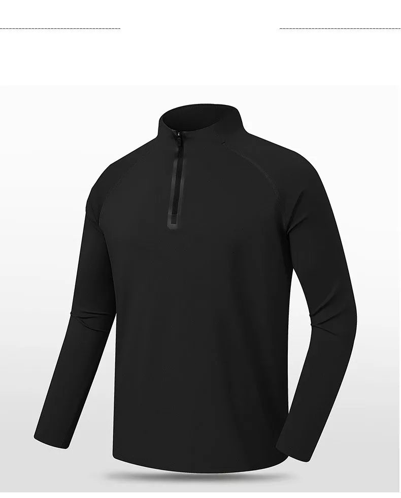 Men's Fall/Winter Half-Zip Long Sleeve Sports Sweatshirt Quick-Drying Training Top for Fitness Running Warm Skin-Friendly for