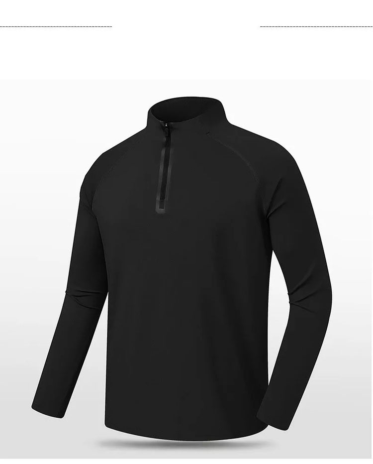 Men's Fall/Winter Half-Zip Long Sleeve Sports Sweatshirt Quick-Drying Training Top for Fitness Running Warm Skin-Friendly for