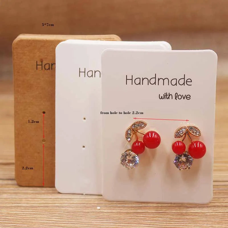 50pc Paper Earring Handmade Style Earring Card 5x5cm/3x3cm/5x9cm/5x6.5cm/5x7cm Brown/White DIY Jewelry Package Card