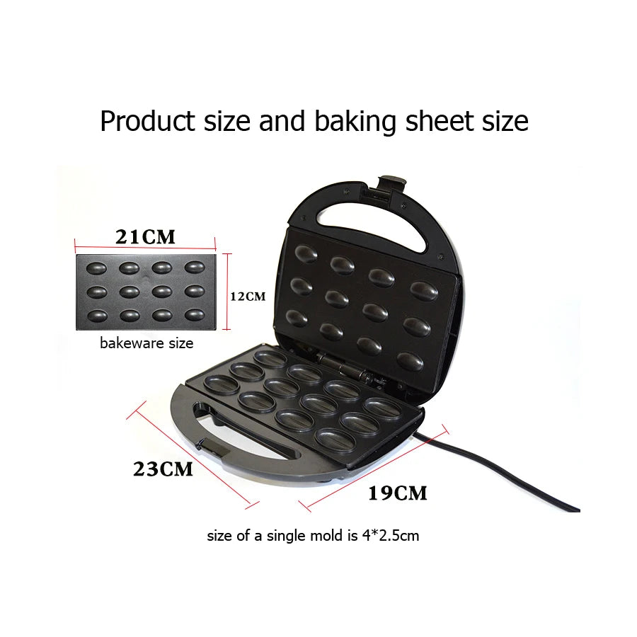 Mini Electric Walnut Cake Maker Automatic Nut Waffle Bread Machine Sandwich Iron Toaster Baking Breakfast Pan Oven EU plug