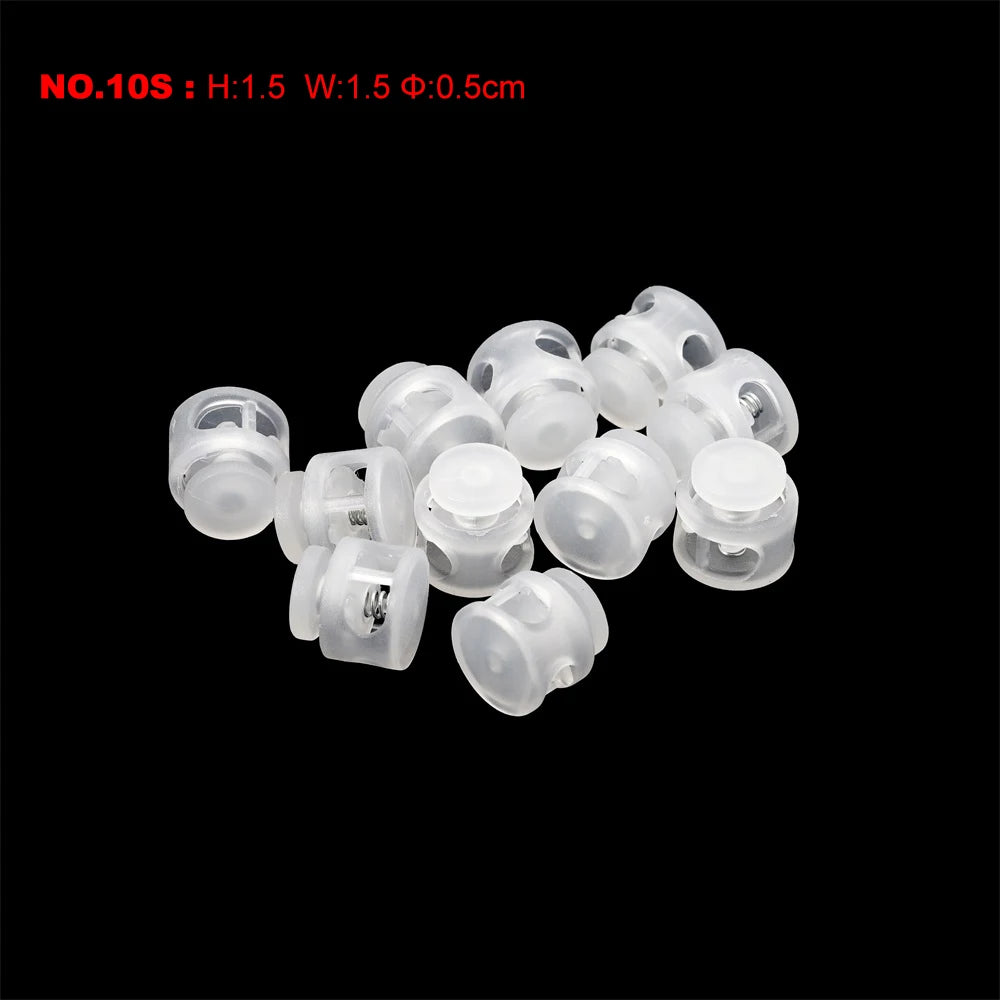 10pcs Cord Lock Plastic Stopper Cord Ends Toggles Clip Buckle Transparent Clear Frost For Shoelace Clothing DIY Bag Accessories