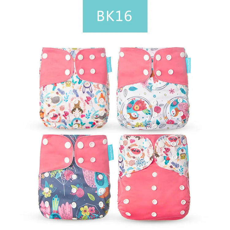 Happyflute New Desig Hot Sale 4Pcs OS Pocket Diaper Washable&Reusable Absorbent Ecological Diaper Cover Adjustable Baby Nappy
