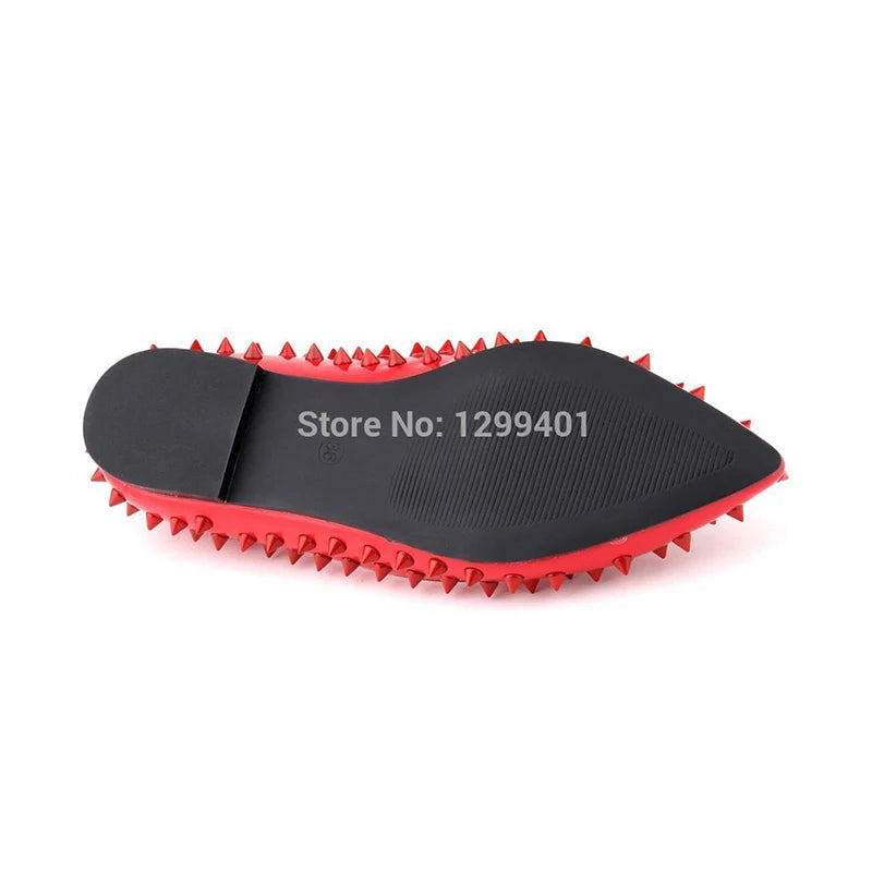 LOSLANDIFEN Womens Ladies Luxury Sexy Pointed Toe Faux Leather Patent Flats Dolly Ballet Rivets Court Shoes
