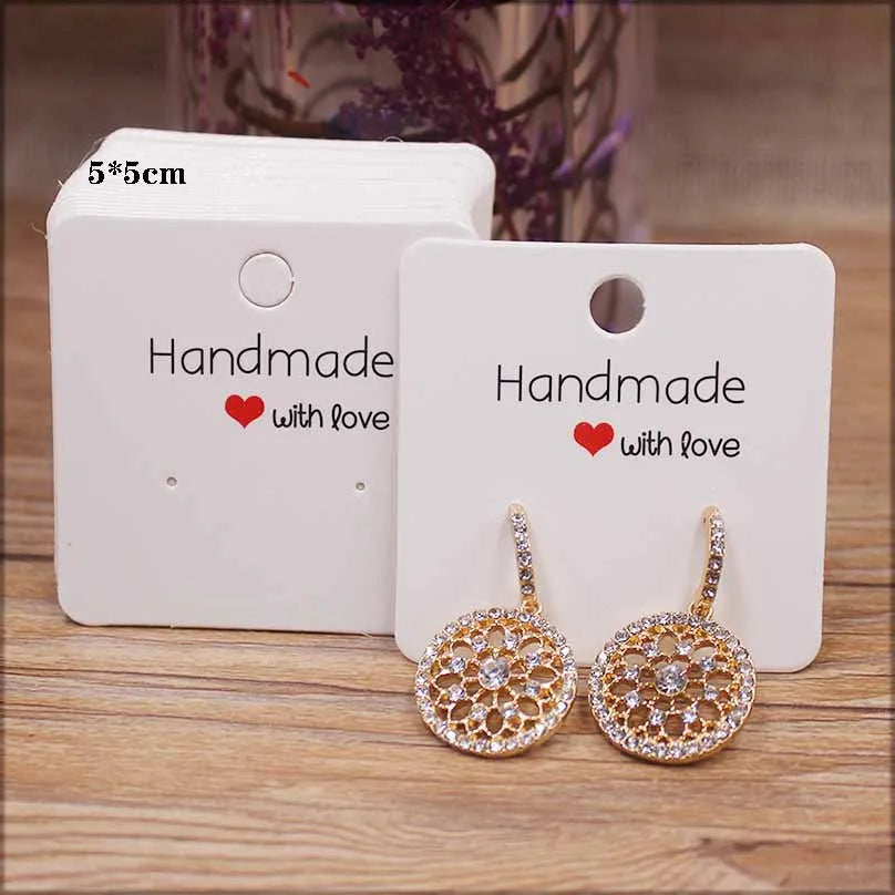 50pc Paper Earring Handmade Style Earring Card 5x5cm/3x3cm/5x9cm/5x6.5cm/5x7cm Brown/White DIY Jewelry Package Card