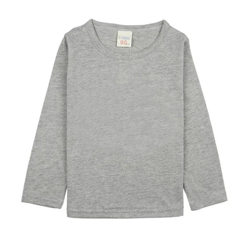Boys Long Sleeve T Shirts For Children Spring Autumn pure color T-shirt Cotton 1 -15T Kids Clothing Baby Girls Tops Tees Clothes