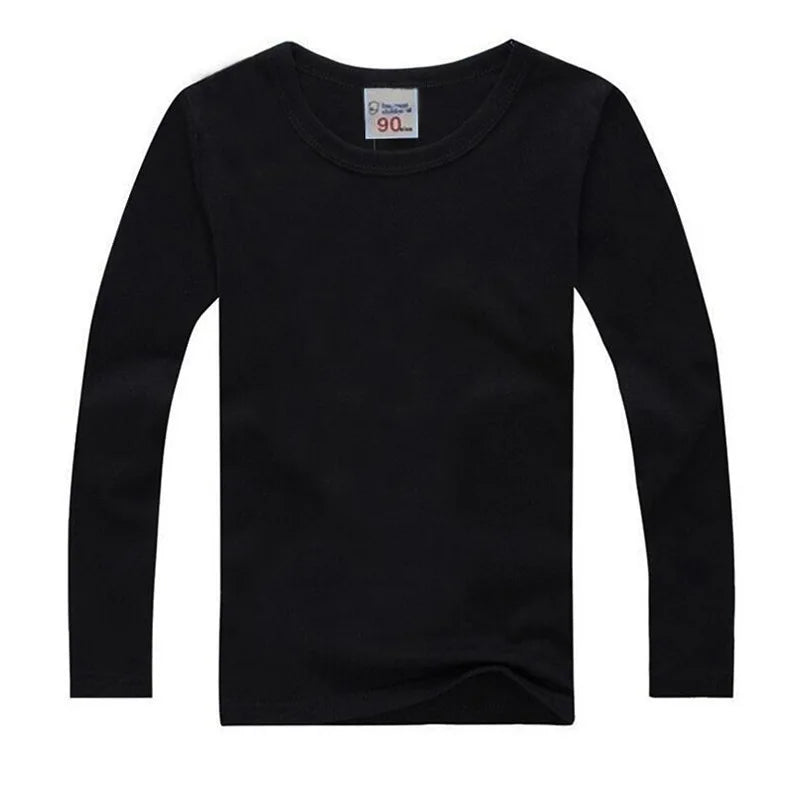 Boys Long Sleeve T Shirts For Children Spring Autumn pure color T-shirt Cotton 1 -15T Kids Clothing Baby Girls Tops Tees Clothes