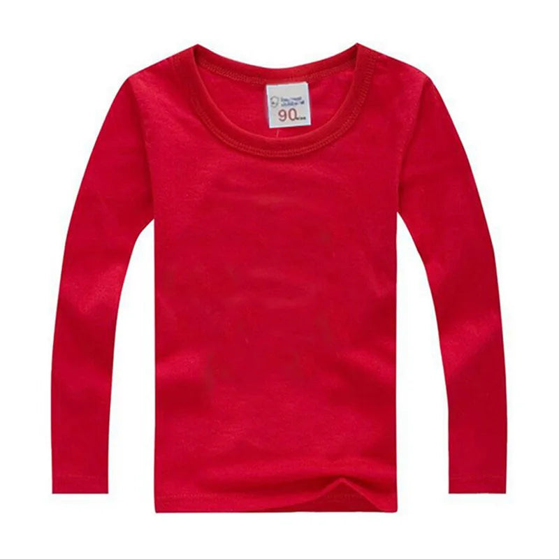 Boys Long Sleeve T Shirts For Children Spring Autumn pure color T-shirt Cotton 1 -15T Kids Clothing Baby Girls Tops Tees Clothes