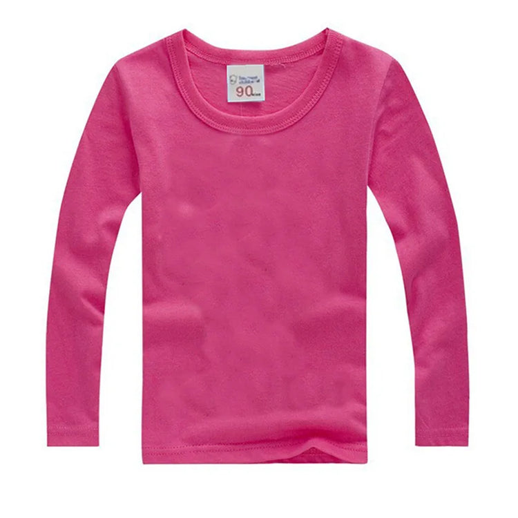 Boys Long Sleeve T Shirts For Children Spring Autumn pure color T-shirt Cotton 1 -15T Kids Clothing Baby Girls Tops Tees Clothes