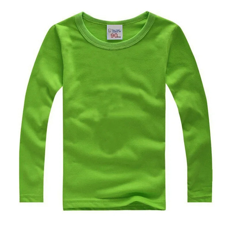 Boys Long Sleeve T Shirts For Children Spring Autumn pure color T-shirt Cotton 1 -15T Kids Clothing Baby Girls Tops Tees Clothes