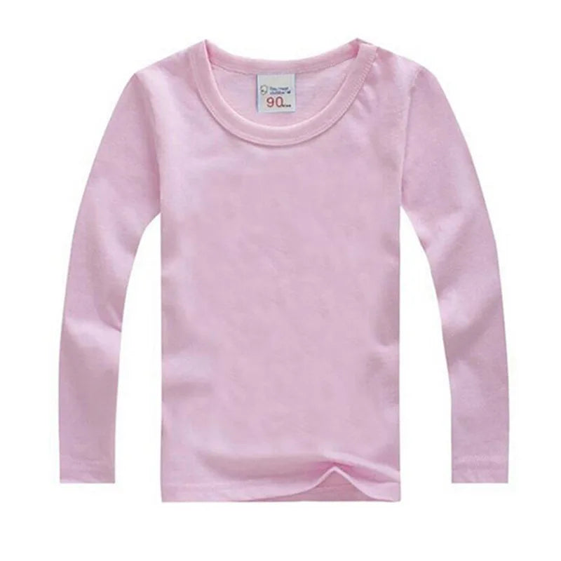 Boys Long Sleeve T Shirts For Children Spring Autumn pure color T-shirt Cotton 1 -15T Kids Clothing Baby Girls Tops Tees Clothes