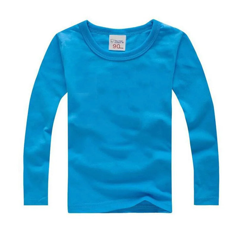 Boys Long Sleeve T Shirts For Children Spring Autumn pure color T-shirt Cotton 1 -15T Kids Clothing Baby Girls Tops Tees Clothes