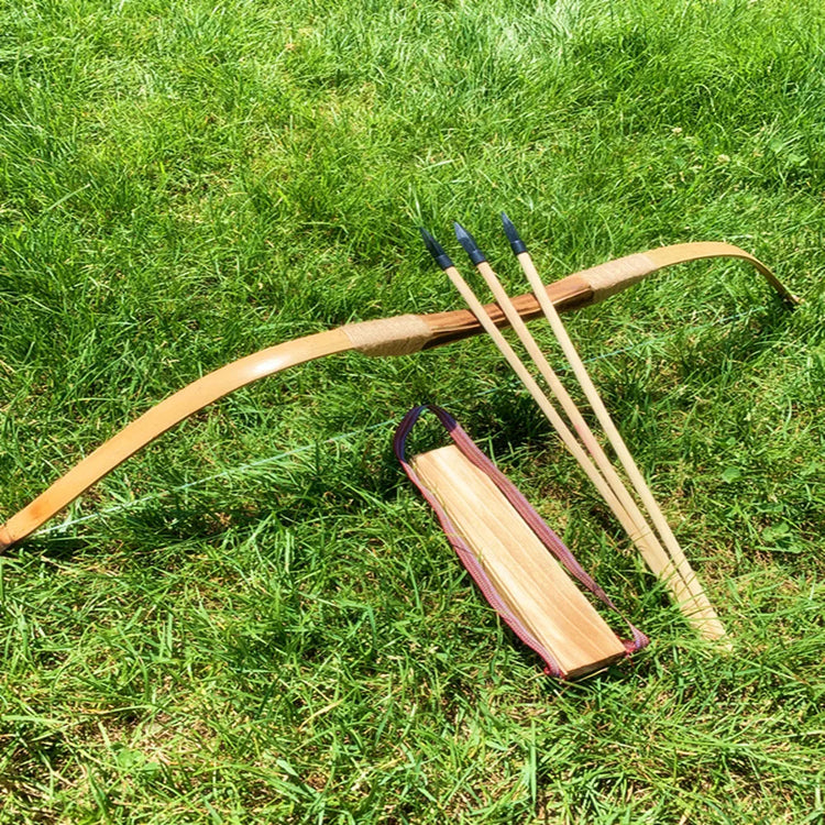 Bamboo Wooden Bow 1 Set Children Bows And Arrows With 3 Safety Arrow Quiver Arm Guard Set For Outdoors Archery