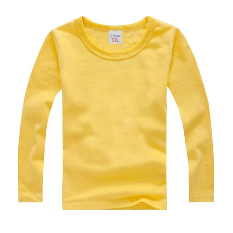 Boys Long Sleeve T Shirts For Children Spring Autumn pure color T-shirt Cotton 1 -15T Kids Clothing Baby Girls Tops Tees Clothes