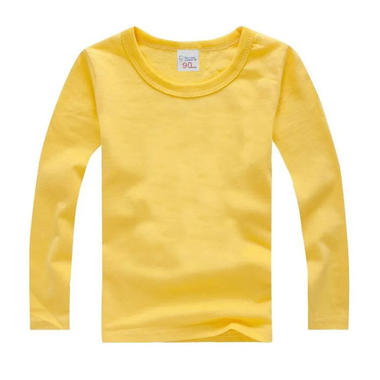 Boys Long Sleeve T Shirts For Children Spring Autumn pure color T-shirt Cotton 1 -15T Kids Clothing Baby Girls Tops Tees Clothes