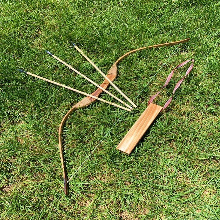 Bamboo Wooden Bow 1 Set Children Bows And Arrows With 3 Safety Arrow Quiver Arm Guard Set For Outdoors Archery