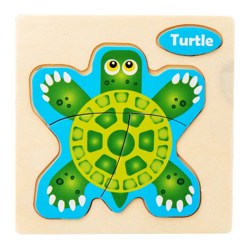 3D Wooden Puzzle Kids Cartoon Animal Traffic Jigsaw Puzzle Montessori Toys for Children Intelligence Early Learning Educational