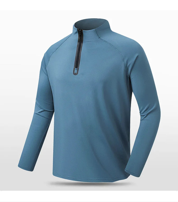 Men's Fall/Winter Half-Zip Long Sleeve Sports Sweatshirt Quick-Drying Training Top for Fitness Running Warm Skin-Friendly for