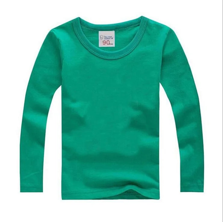 Boys Long Sleeve T Shirts For Children Spring Autumn pure color T-shirt Cotton 1 -15T Kids Clothing Baby Girls Tops Tees Clothes