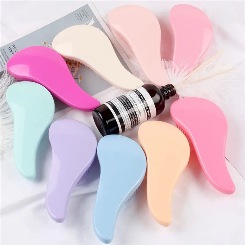 Magic Anti-static Hair Brush Handle Tangle Detangling Comb Shower Electroplate Massage Comb Salon Hair Styling Tool