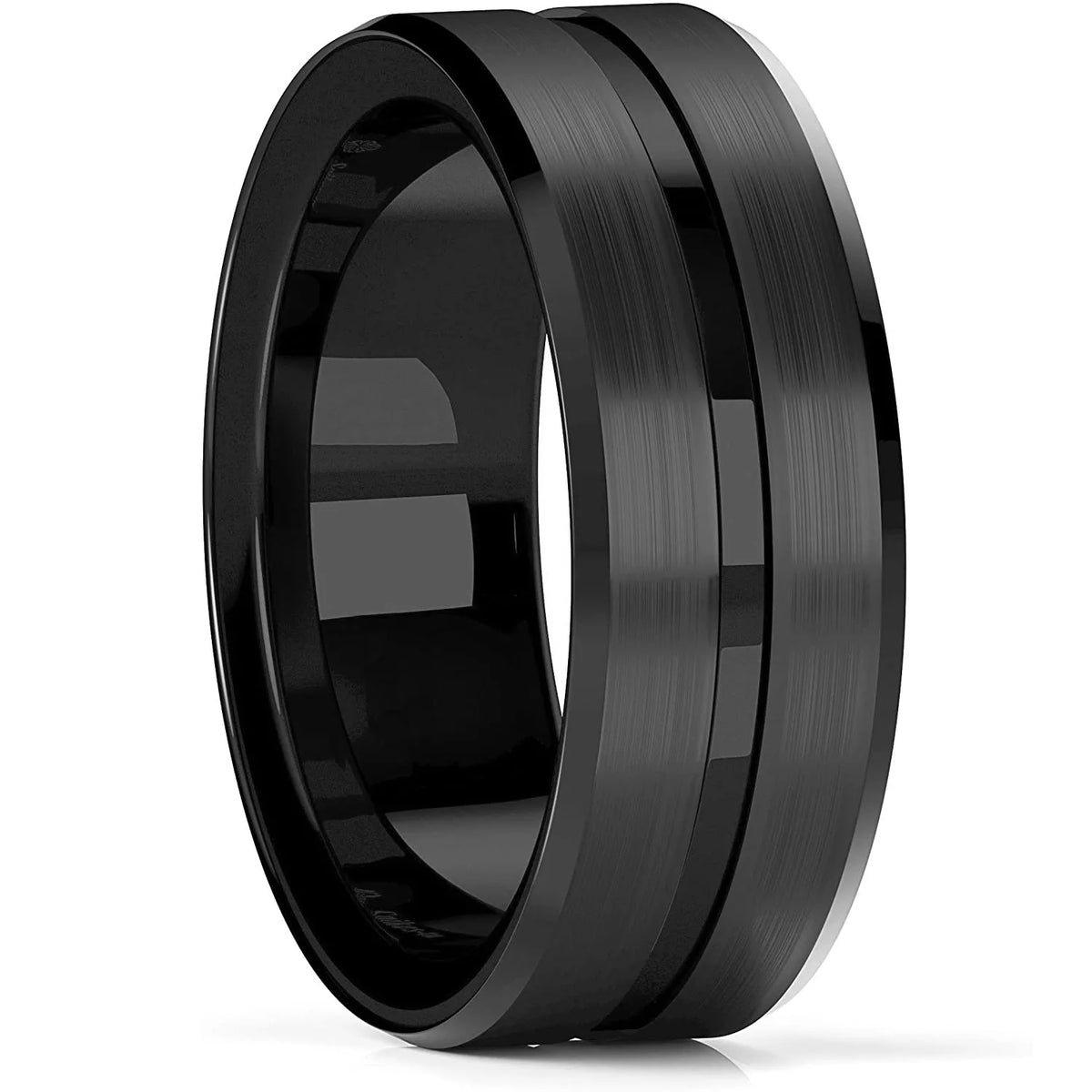 Simple 8mm Silver Color Stainless Steel Rings For Men Women Matte Finish Beveled Edge Men Wedding Rings Party Jewelry Gifts