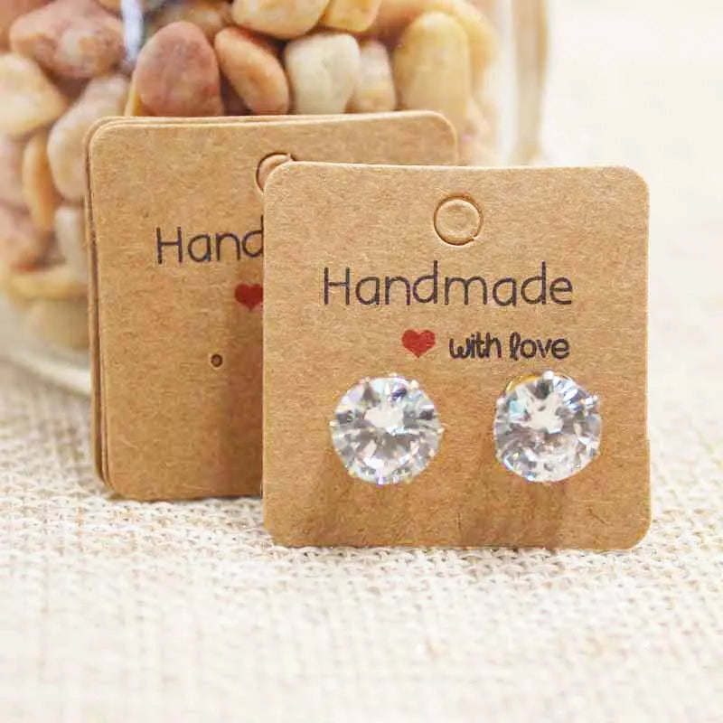 50pc Paper Earring Handmade Style Earring Card 5x5cm/3x3cm/5x9cm/5x6.5cm/5x7cm Brown/White DIY Jewelry Package Card