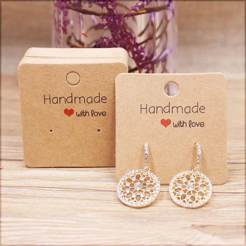 50pc Paper Earring Handmade Style Earring Card 5x5cm/3x3cm/5x9cm/5x6.5cm/5x7cm Brown/White DIY Jewelry Package Card