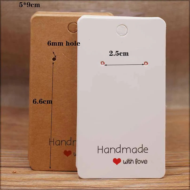 50pc Paper Earring Handmade Style Earring Card 5x5cm/3x3cm/5x9cm/5x6.5cm/5x7cm Brown/White DIY Jewelry Package Card