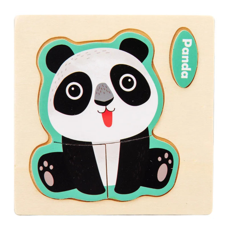 3D Wooden Puzzle Kids Cartoon Animal Traffic Jigsaw Puzzle Montessori Toys for Children Intelligence Early Learning Educational