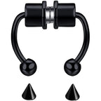 Women Fake Piercing Nose Ring Hoop Septum Piercing Nose Clip Rock HipHoop Stainless Steel Magnet Fashion Body Jewelry Wholesale