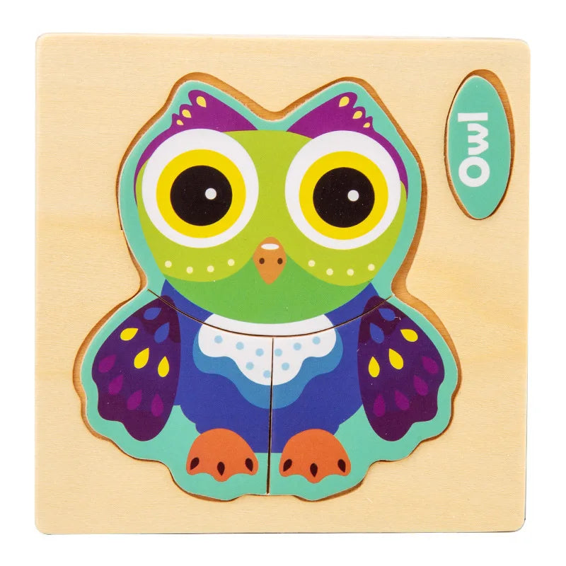 3D Wooden Puzzle Kids Cartoon Animal Traffic Jigsaw Puzzle Montessori Toys for Children Intelligence Early Learning Educational