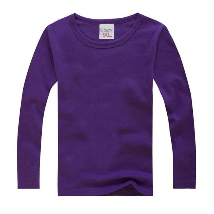 Boys Long Sleeve T Shirts For Children Spring Autumn pure color T-shirt Cotton 1 -15T Kids Clothing Baby Girls Tops Tees Clothes