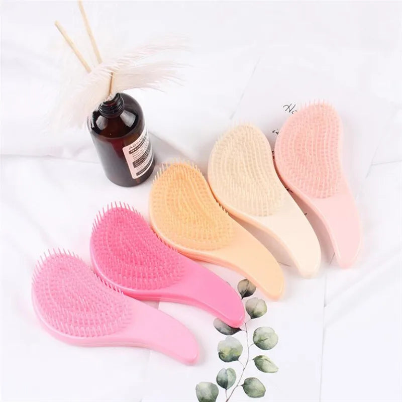 Magic Anti-static Hair Brush Handle Tangle Detangling Comb Shower Electroplate Massage Comb Salon Hair Styling Tool