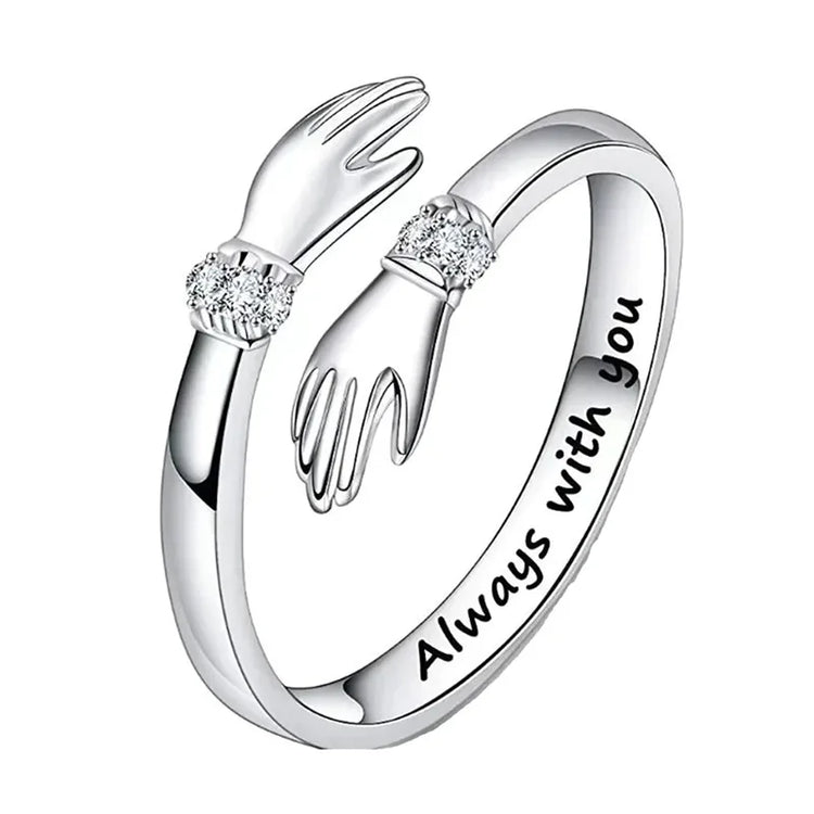 Classic Brass Hugging Hands Open Ring for Women Adjustable Flower Design-Romantic Fashion Daily Gift Engagement/Birthday