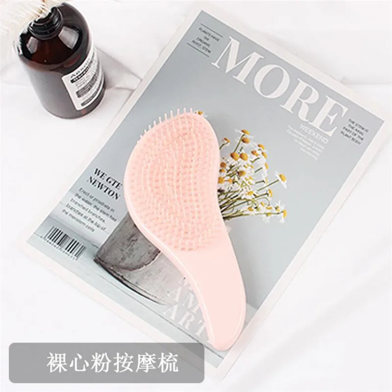 Magic Anti-static Hair Brush Handle Tangle Detangling Comb Shower Electroplate Massage Comb Salon Hair Styling Tool