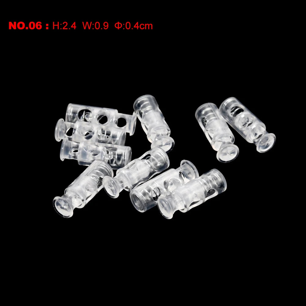 10pcs Cord Lock Plastic Stopper Cord Ends Toggles Clip Buckle Transparent Clear Frost For Shoelace Clothing DIY Bag Accessories