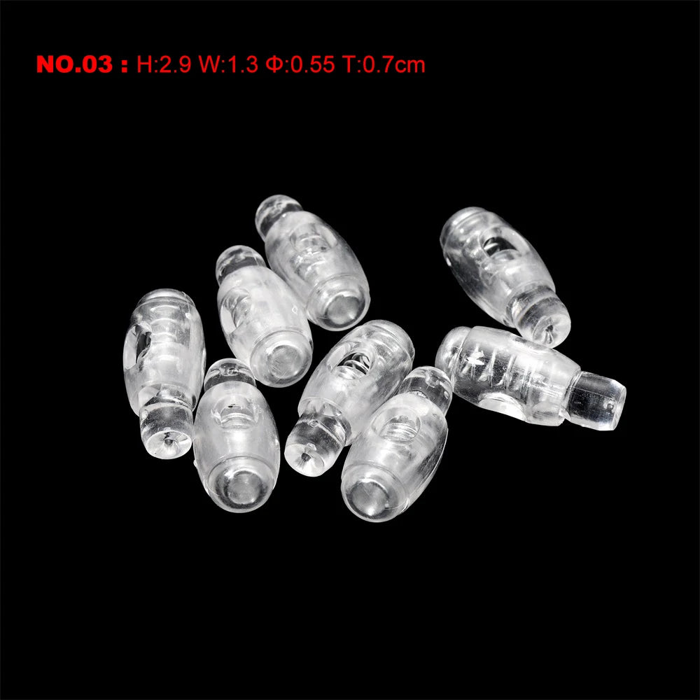 10pcs Cord Lock Plastic Stopper Cord Ends Toggles Clip Buckle Transparent Clear Frost For Shoelace Clothing DIY Bag Accessories