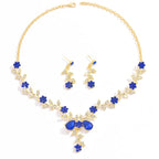 European and American Exaggerated Fashion Personality Rhinestone Crystal Necklace Earrings Set Ladies Prom Clothing Factory Home Decoration Wholesale