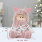 Cross Border Christmas Decorations Pink Antlers Doll Fabric Boys and Girls Doll Standing Doll Desktop Ornaments