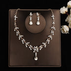 Korean Bride Necklace Earrings Two-piece Decorations Wedding Yarn Wedding Jewelry Wedding Accessories Dance Studio