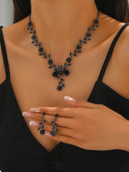 European and American Exaggerated Fashion Personality Rhinestone Crystal Necklace Earrings Set Ladies Prom Clothing Factory Home Decoration Wholesale