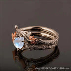 European and American Cross-Border Fashion Design Ins Style Retro Ancient Golden Branches Maple Leaf Ring Women's Niche High-End Index Finger Ring