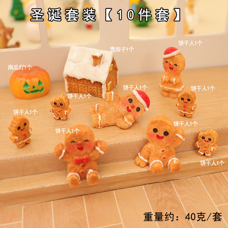 Dollhouse Doll House Snowman Christmas Tree Ginger Biscuit Man Decoration Scene Ornaments Model Christmas Wreath