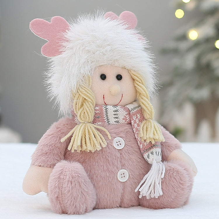 Cross Border Christmas Decorations Pink Antlers Doll Fabric Boys and Girls Doll Standing Doll Desktop Ornaments