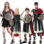 Halloween Roman Warrior Masquerade Parent-Child Costume Adult Male and Female Knight Soldier Costume COS Dress Up