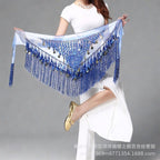 Halloween in stock Indian Dance Dress Flash Tassel Waist Towel Belly Dance Hip Towel Waist Chain Latin Dance Waist Towel Wholesale