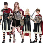 Halloween Roman Warrior Masquerade Parent-Child Costume Adult Male and Female Knight Soldier Costume COS Dress Up